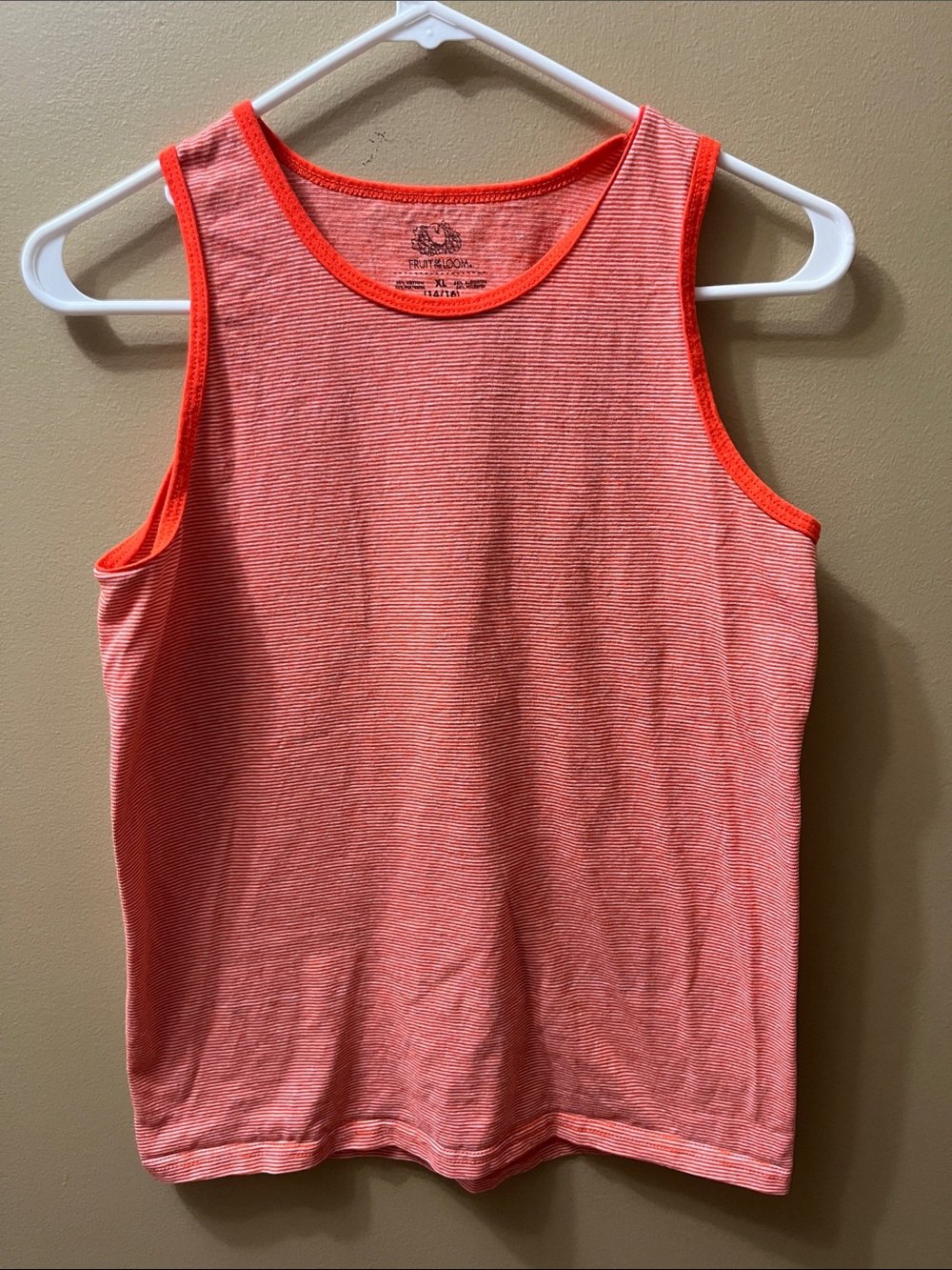 Fruit of the Loom Coral-Striped Tank with Bright Orange Trim